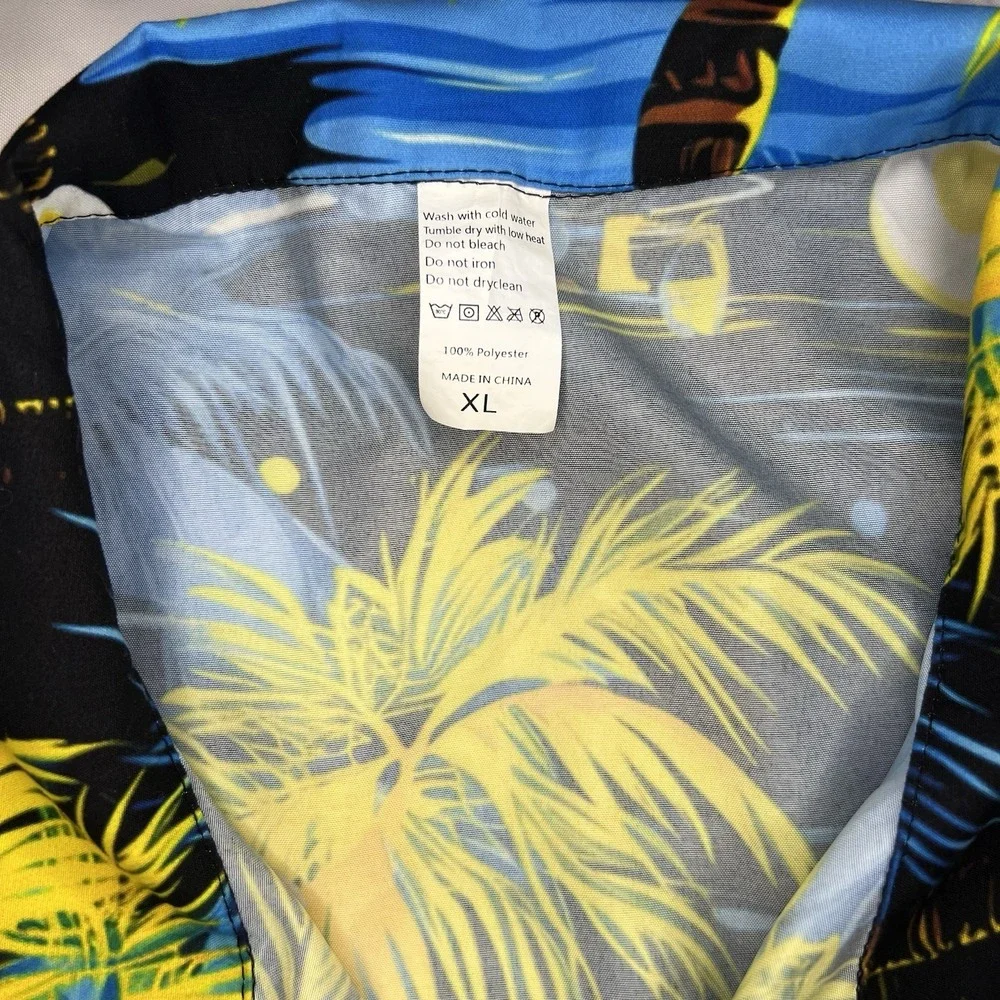 Hawaiian Shirt with Golden Retriever Size Xl Palm Tree Print Short Sleeve Men's - Picture 3 of 7
